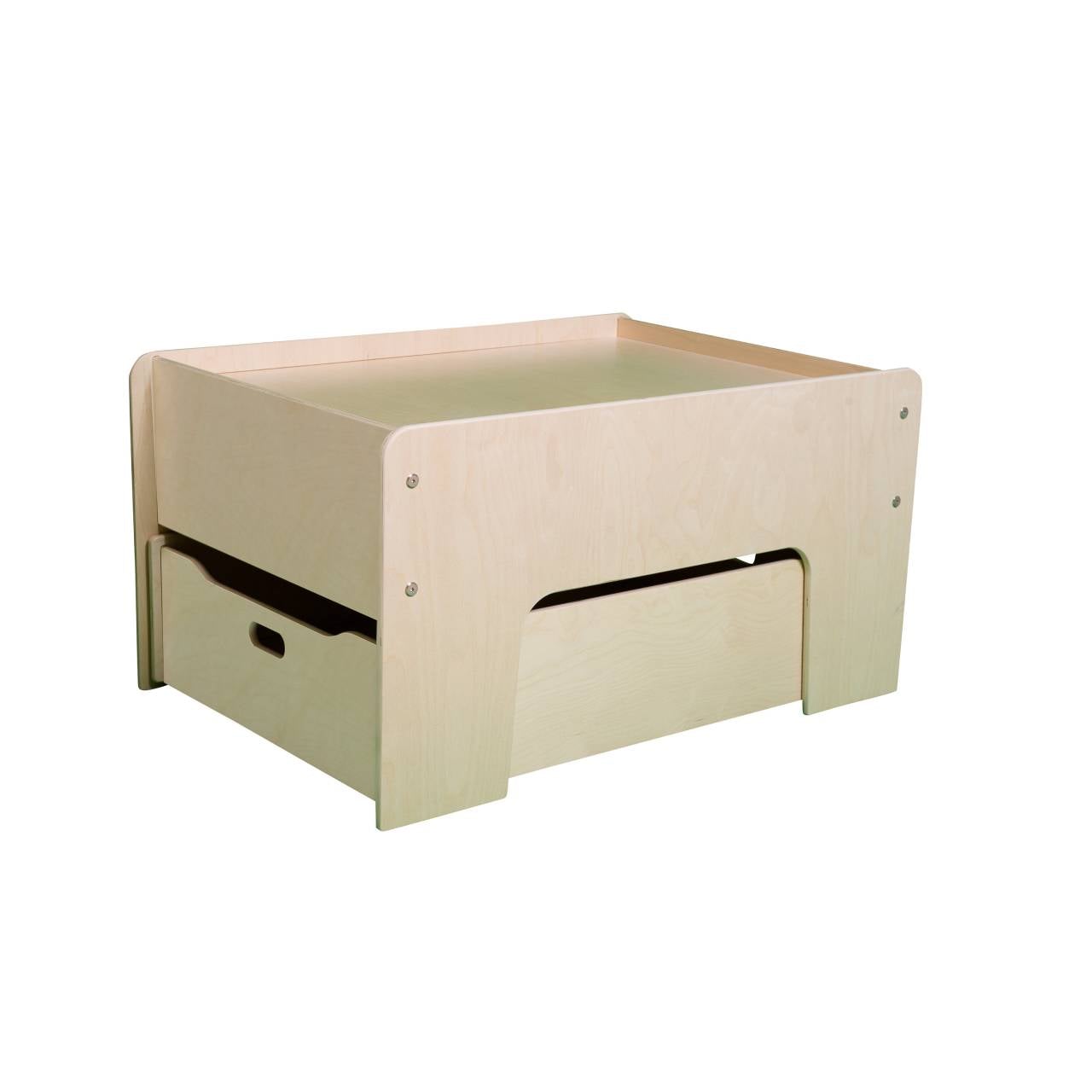 Half Play Table & Storage Drawer Set #color_Unfinished