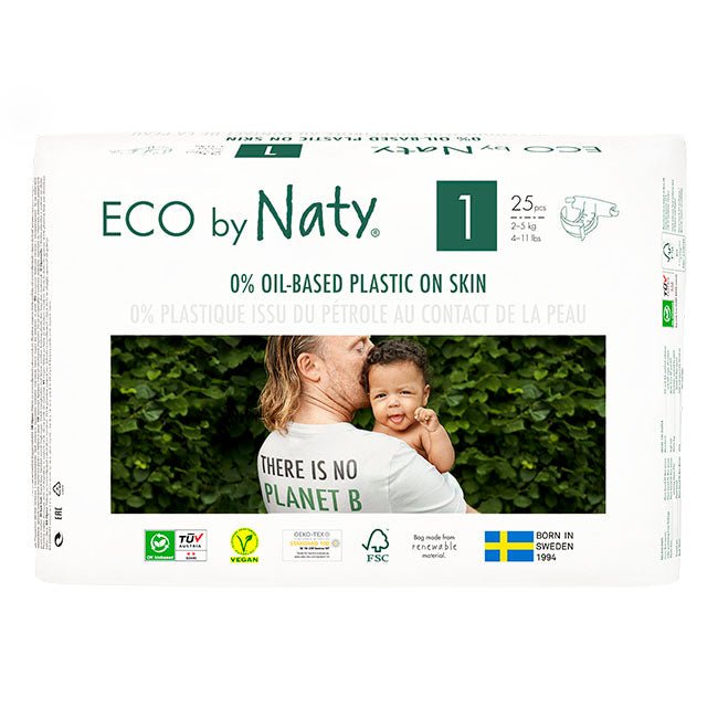 Eco by Naty Diapers, Size 1, 100 Diapers (4 Pack of 25)