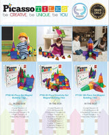PicassoTiles 82-pc Set Magnetic Blocks Plus 2 Cars