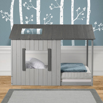 P'Kolino Toddler Kid's House Twin Montessori Floor Bed #color_grey