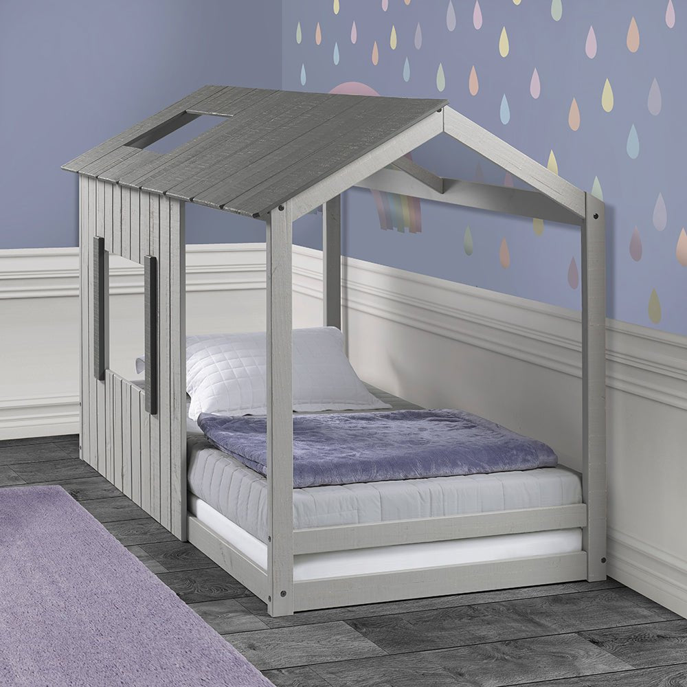 P'Kolino Toddler Kid's House Twin Montessori Floor Bed #color_grey