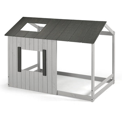 P'Kolino Toddler Kid's House Twin Montessori Floor Bed #color_grey