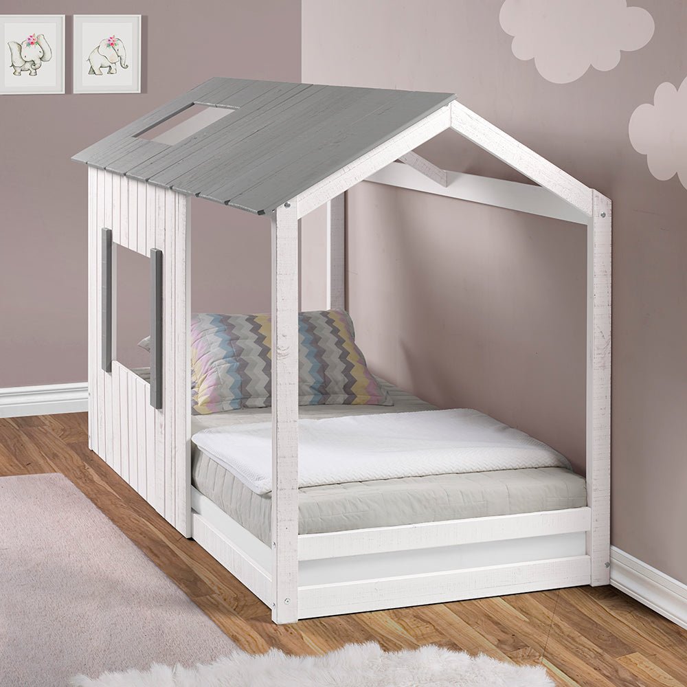 P'Kolino Toddler Kid's House Twin Montessori Floor Bed #color_white