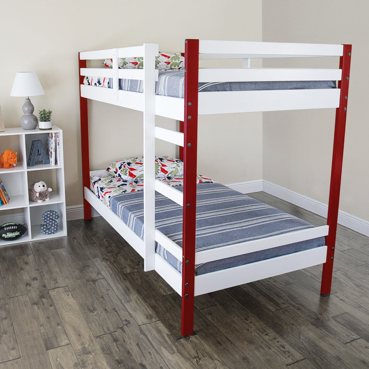 Products Letto Bunk Beds - Red and White/ Navy and White