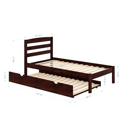 P'kolino Solid Pine Twin Bed with Trundle or Drawer Set #color_cherry