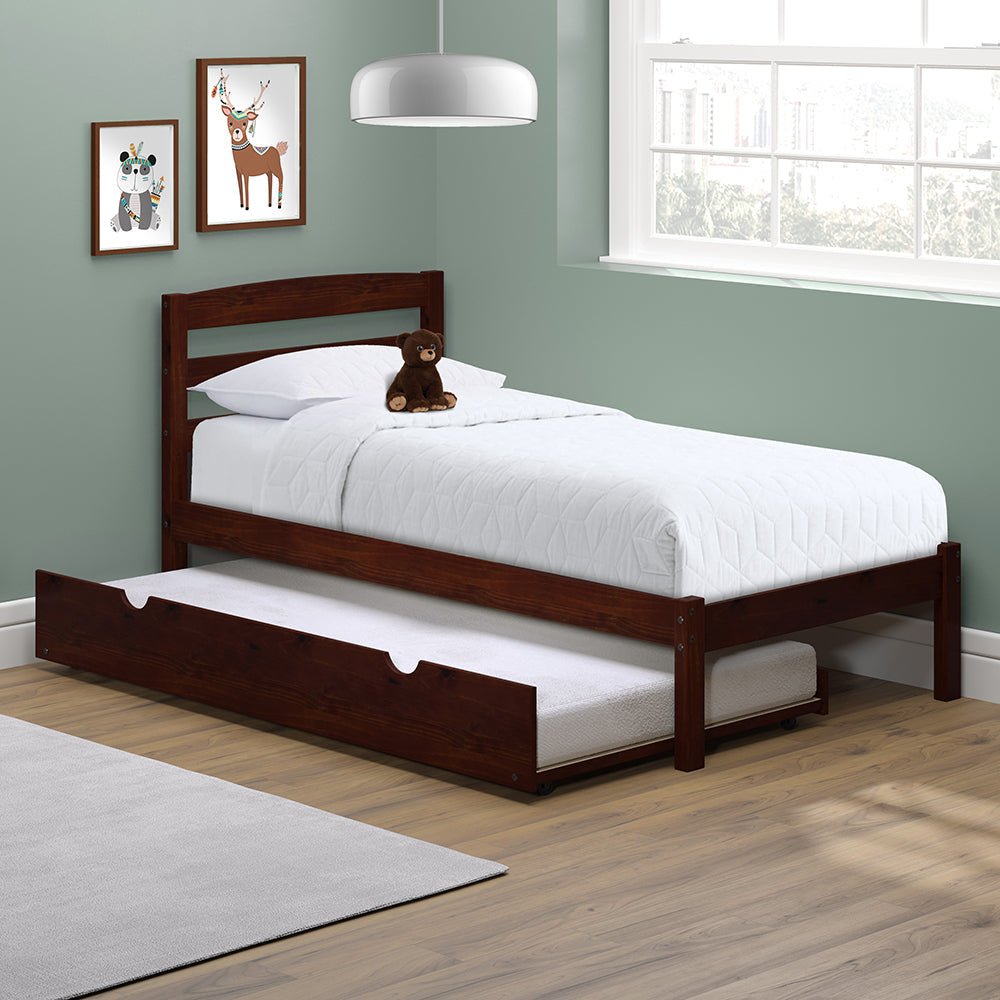 P'kolino Solid Pine Twin Bed with Trundle or Drawer Set #color_cherry