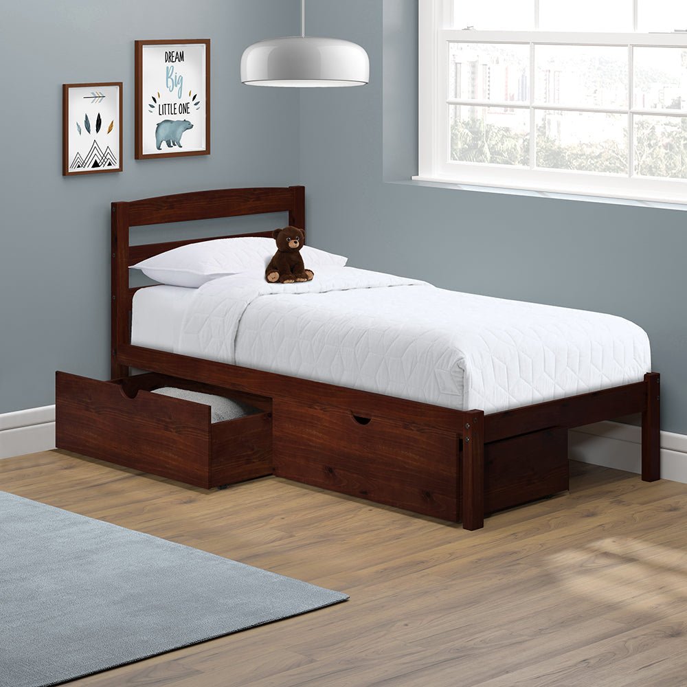 P'kolino Solid Pine Twin Bed with Trundle or Drawer Set #color_cherry