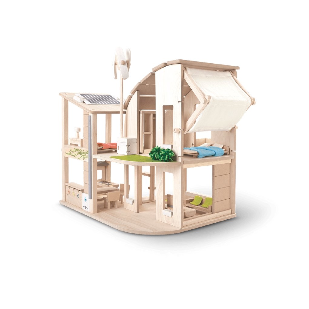 Green Dollhouse With Furniture