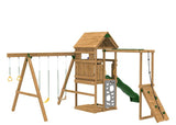 Playstar Ridgeline Silver Playset with 13 fun backyard activities including slide, swings, climbing wall, and monkey bars for kids' outdoor play.