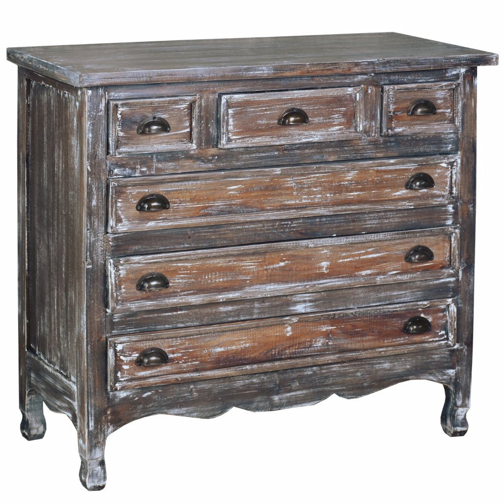 Sunset Trading Cottage Chest | Solid Wood | Distressed Brushed White