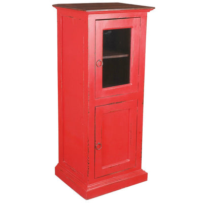 Sunset Trading Cottage Glass Door Storage Cabinet | Distressed Red