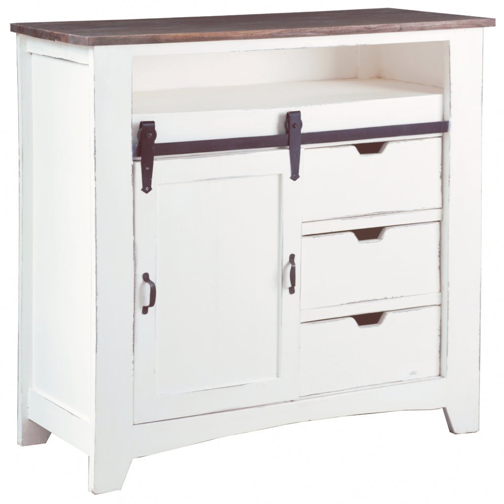 Sunset Trading Cottage Sliding Barn Door Chest | White | Raftwood