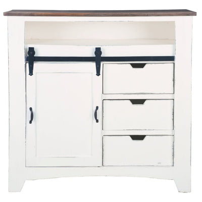 Sunset Trading Cottage Sliding Barn Door Chest | White | Raftwood