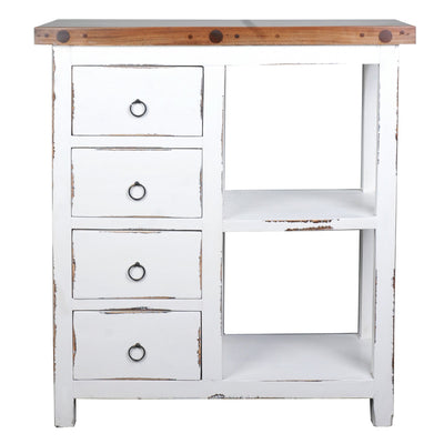 Sunset Trading Cottage Whitewashed Basket Cabinet