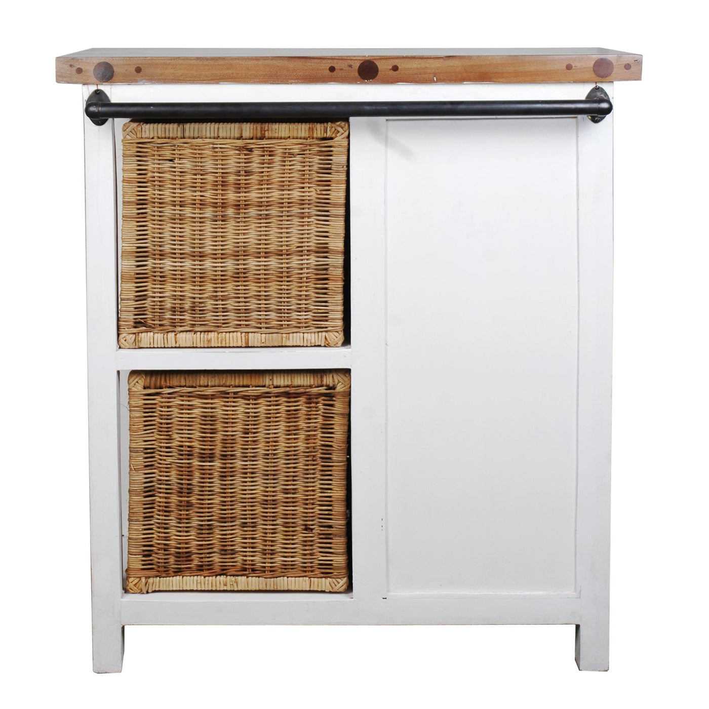 Sunset Trading Cottage Whitewashed Basket Cabinet