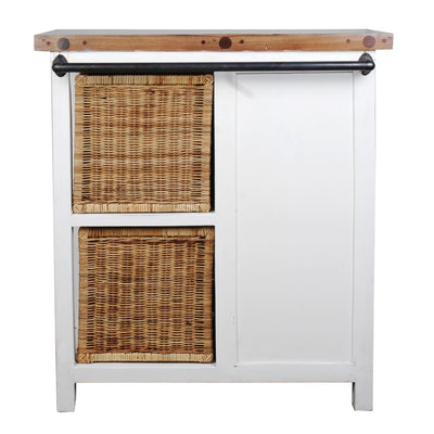 Sunset Trading Cottage Whitewashed Basket Cabinet