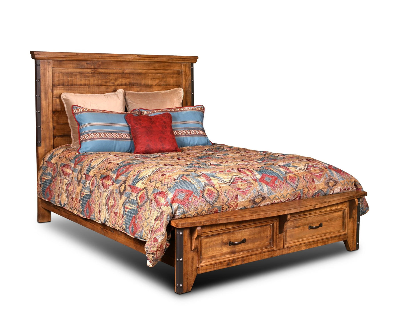 Sunset Trading Rustic City Queen Bed | Storage Drawers