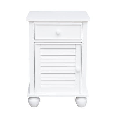 Sunset Trading White Shutter Wood Nightstand