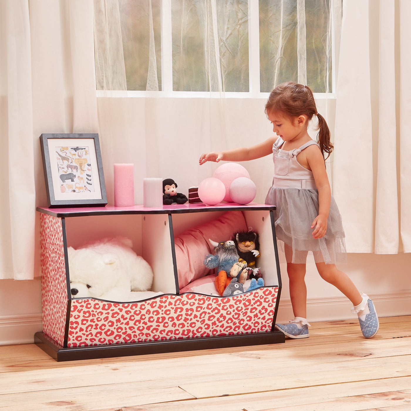 Fantasy Fields Fashion Leopard Prints Miranda Toy Cubby Storage, Pink/Black