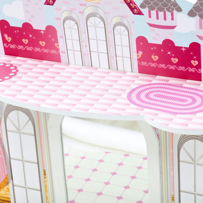 Fantasy Fields Kids Dreamland Castle Vanity Set with Chair and Accessories, White/Pink