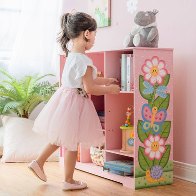 Fantasy Fields Kids Painted Wooden Magic Garden Adjustable Cube Bookshelf, Pink