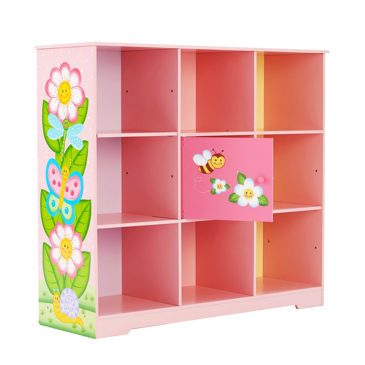 Fantasy Fields Kids Painted Wooden Magic Garden Adjustable Cube Bookshelf, Pink