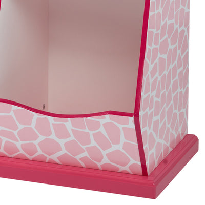 Fantasy Fields Kids Painted Wooden Toy Storage Cubby with Fashion Giraffe Prints, Pink