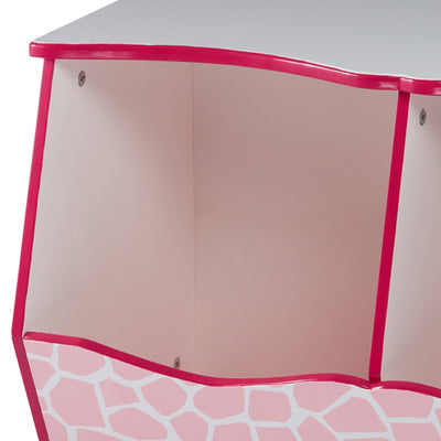 Fantasy Fields Kids Painted Wooden Toy Storage Cubby with Fashion Giraffe Prints, Pink