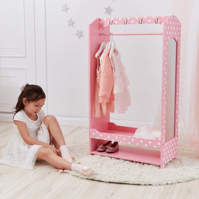 Fantasy Fields Kids Polka Dots Clothing Rack with Storage, Pink