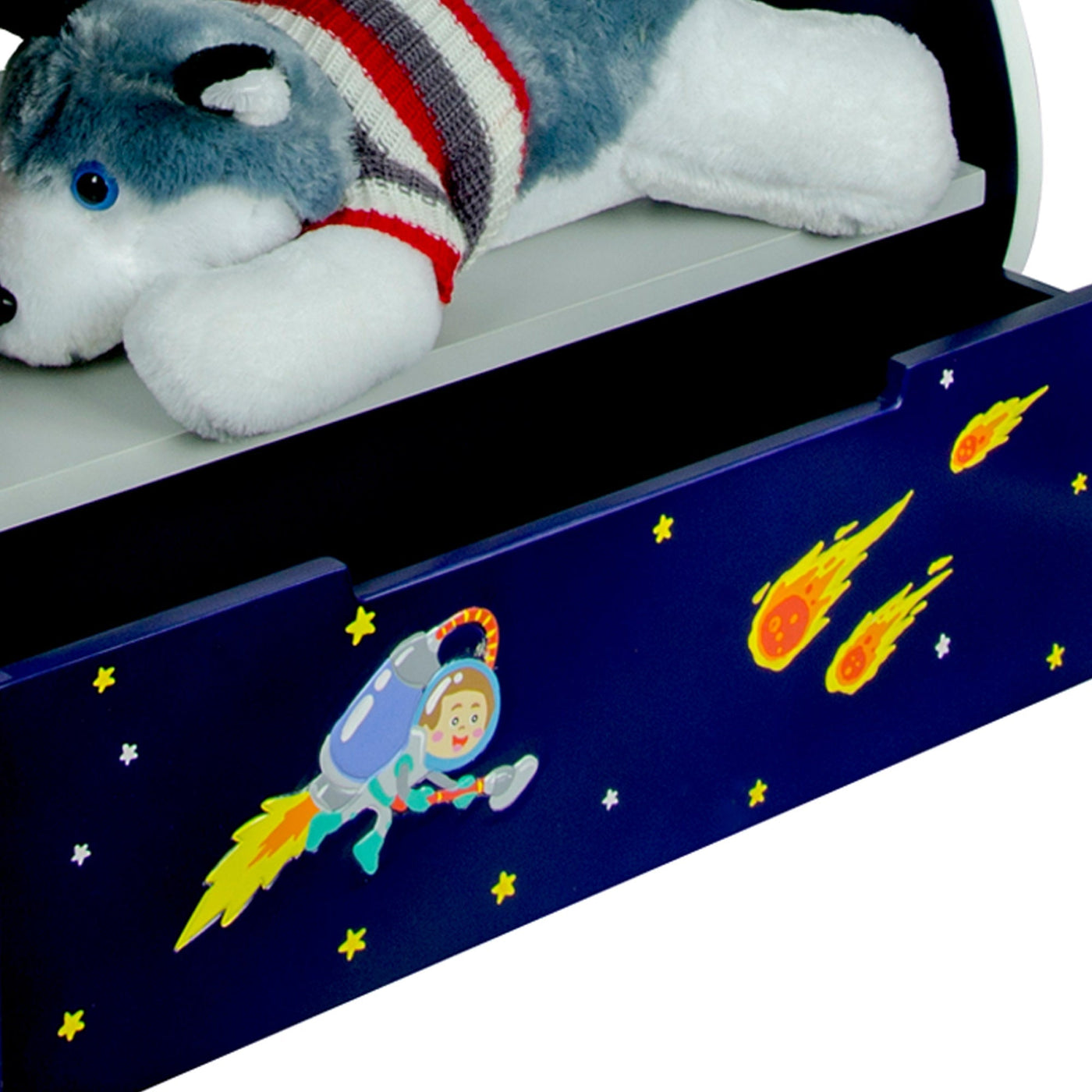 Fantasy Fields Kids Wooden Outer Space Bookshelf with Drawer, Blue