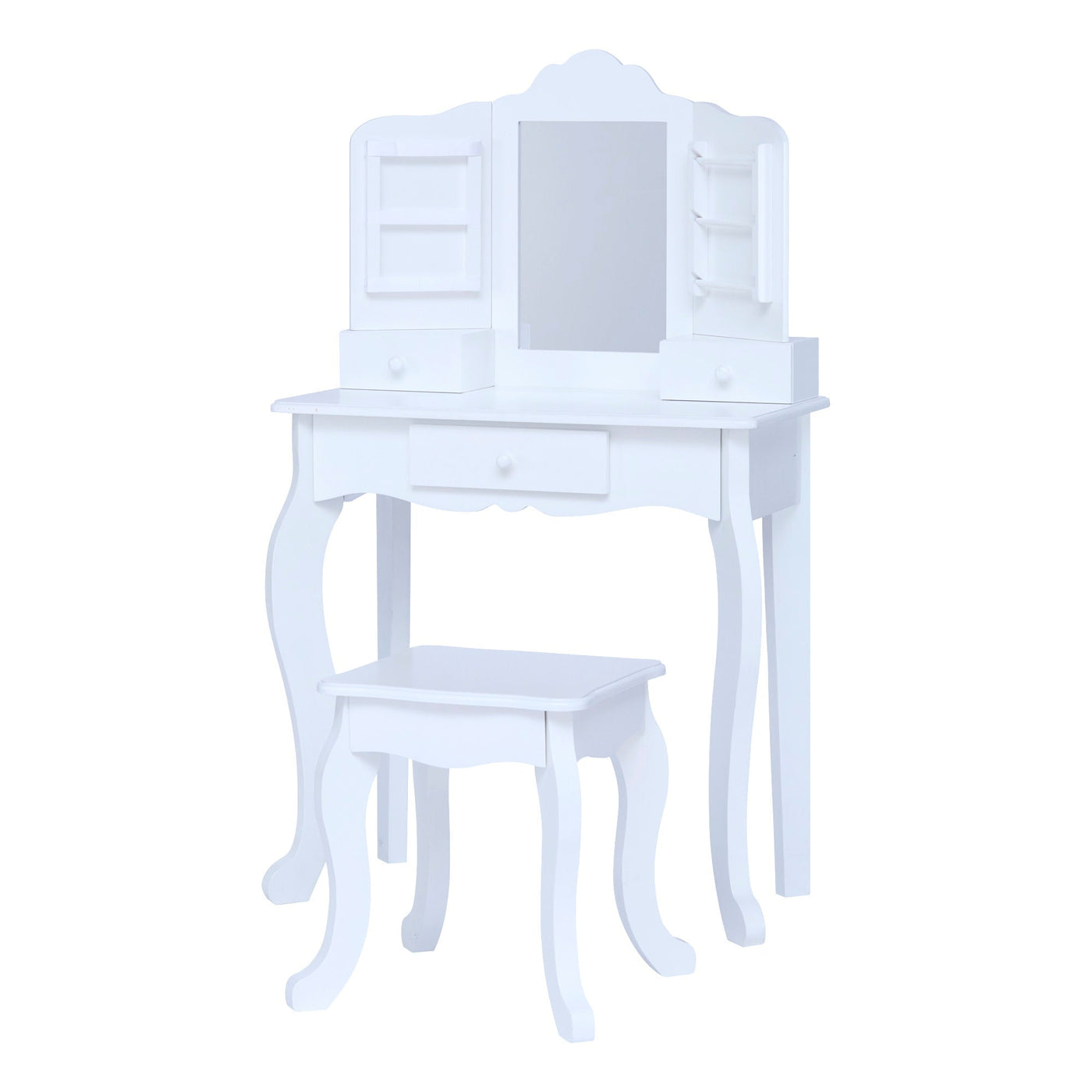 Fantasy Fields Little Princess Anna Vanity Set with Mirror, Drawers, Jewelry Storage, and Stool, White