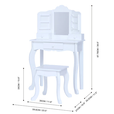 Fantasy Fields Little Princess Anna Vanity Set with Mirror, Drawers, Jewelry Storage, and Stool, White