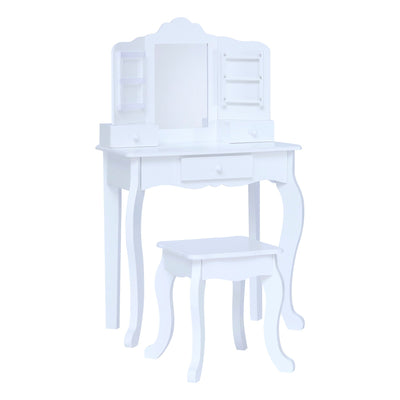 Fantasy Fields Little Princess Anna Vanity Set with Mirror, Drawers, Jewelry Storage, and Stool, White