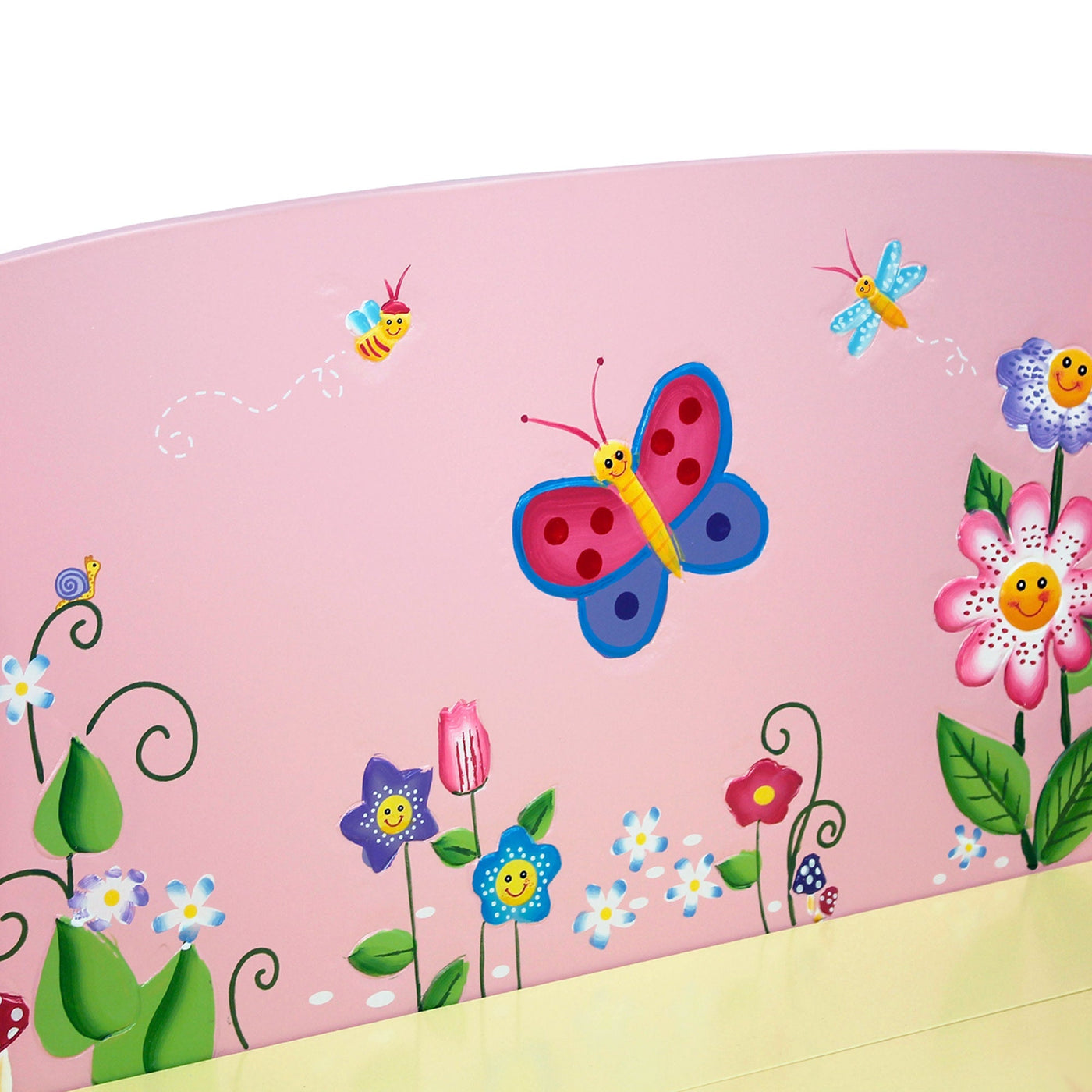 Fantasy Fields Magic Garden Kids Wooden Storage Bench, Pink