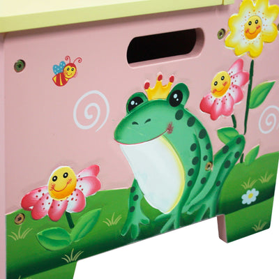 Fantasy Fields Magic Garden Kids Wooden Storage Bench, Pink