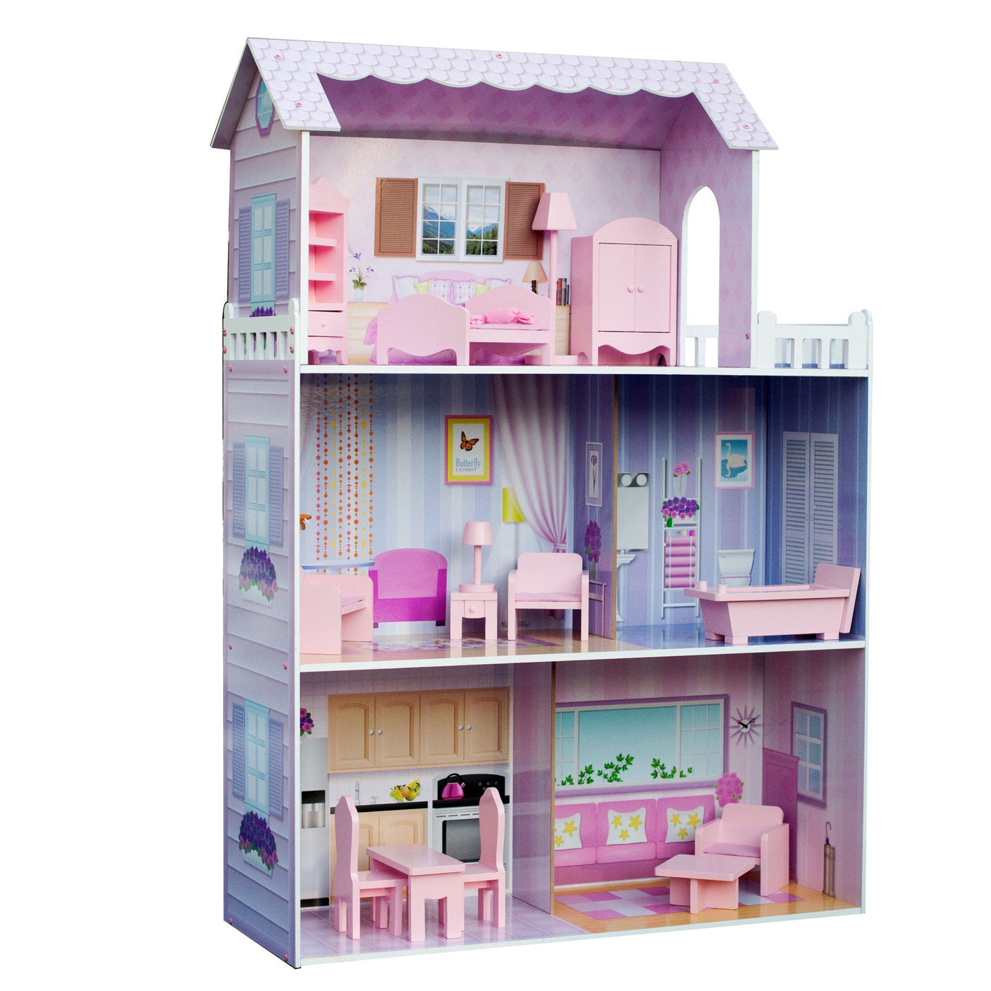 Olivia's Little World Dreamland Tiffany Dollhouse with 12 Accessories, Pink/Purple