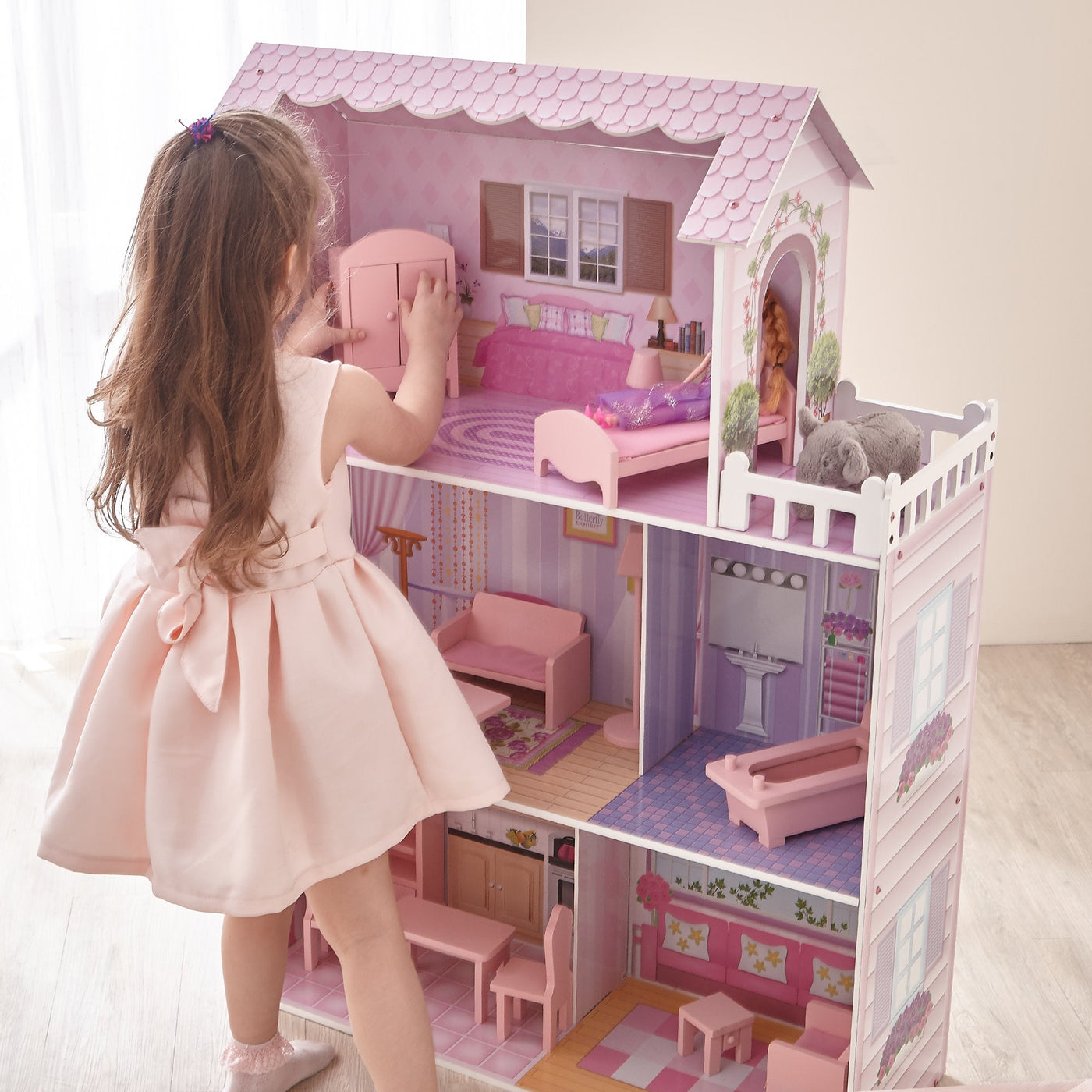 Olivia's Little World Dreamland Tiffany Dollhouse with 12 Accessories, Pink/Purple