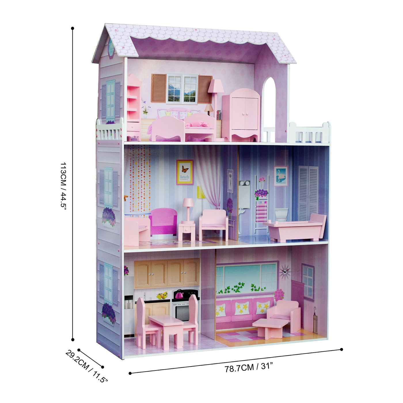 Olivia's Little World Dreamland Tiffany Dollhouse with 12 Accessories, Pink/Purple