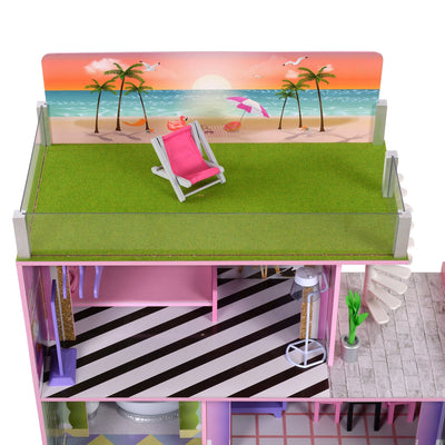 Olivia's Little World Kids Wooden Dreamland Sunset 3-Level Dollhouse Set