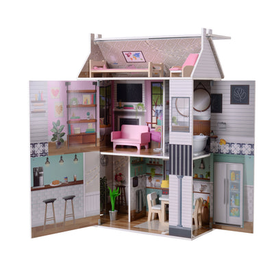 Olivia's Little World Wooden Dreamland Farmhouse Dollhouse Set