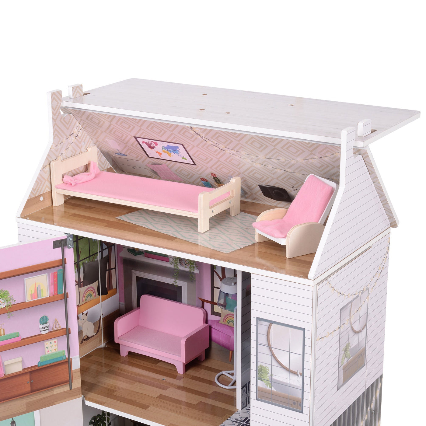 Olivia's Little World Wooden Dreamland Farmhouse Dollhouse Set