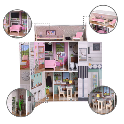 Olivia's Little World Wooden Dreamland Farmhouse Dollhouse Set