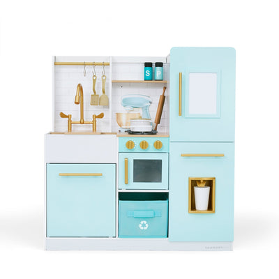 Teamson Kids Biscay Delight Classic Play Kitchen with Magnetic Refrigerator and Accessories, Mint