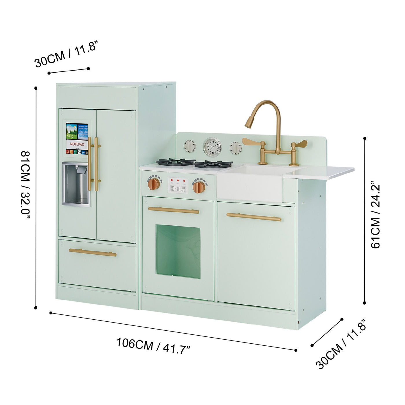 Teamson Kids Little Chef Charlotte Modern Play Kitchen, Mint/Gold