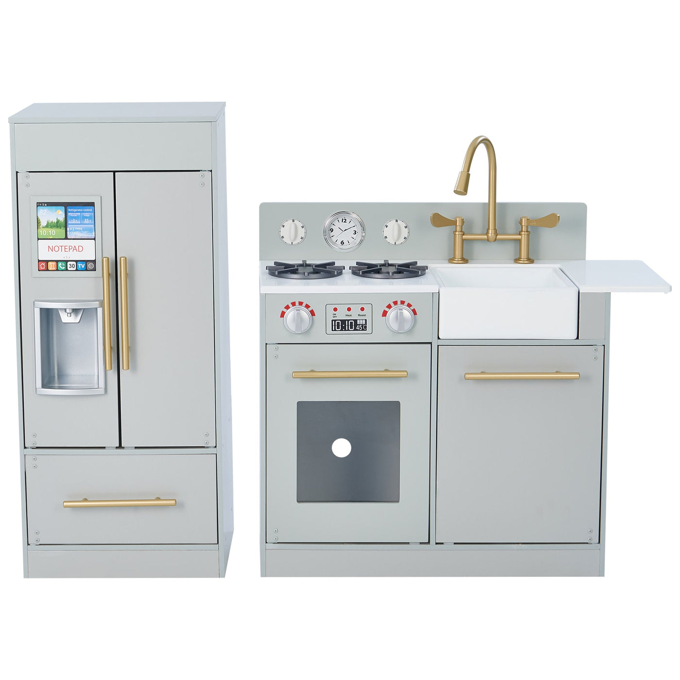 Teamson Kids Little Chef Charlotte Modern Play Kitchen, Silver Gray/Gold