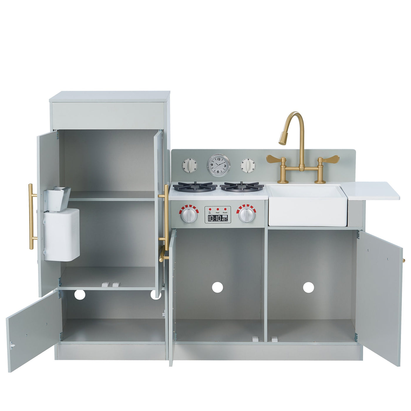 Teamson Kids Little Chef Charlotte Modern Play Kitchen, Silver Gray/Gold