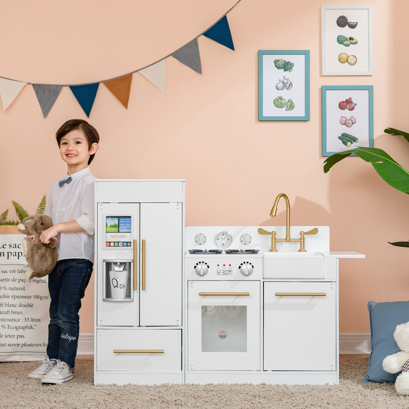 Teamson Kids Little Chef Charlotte Modern Play Kitchen, White/Gold