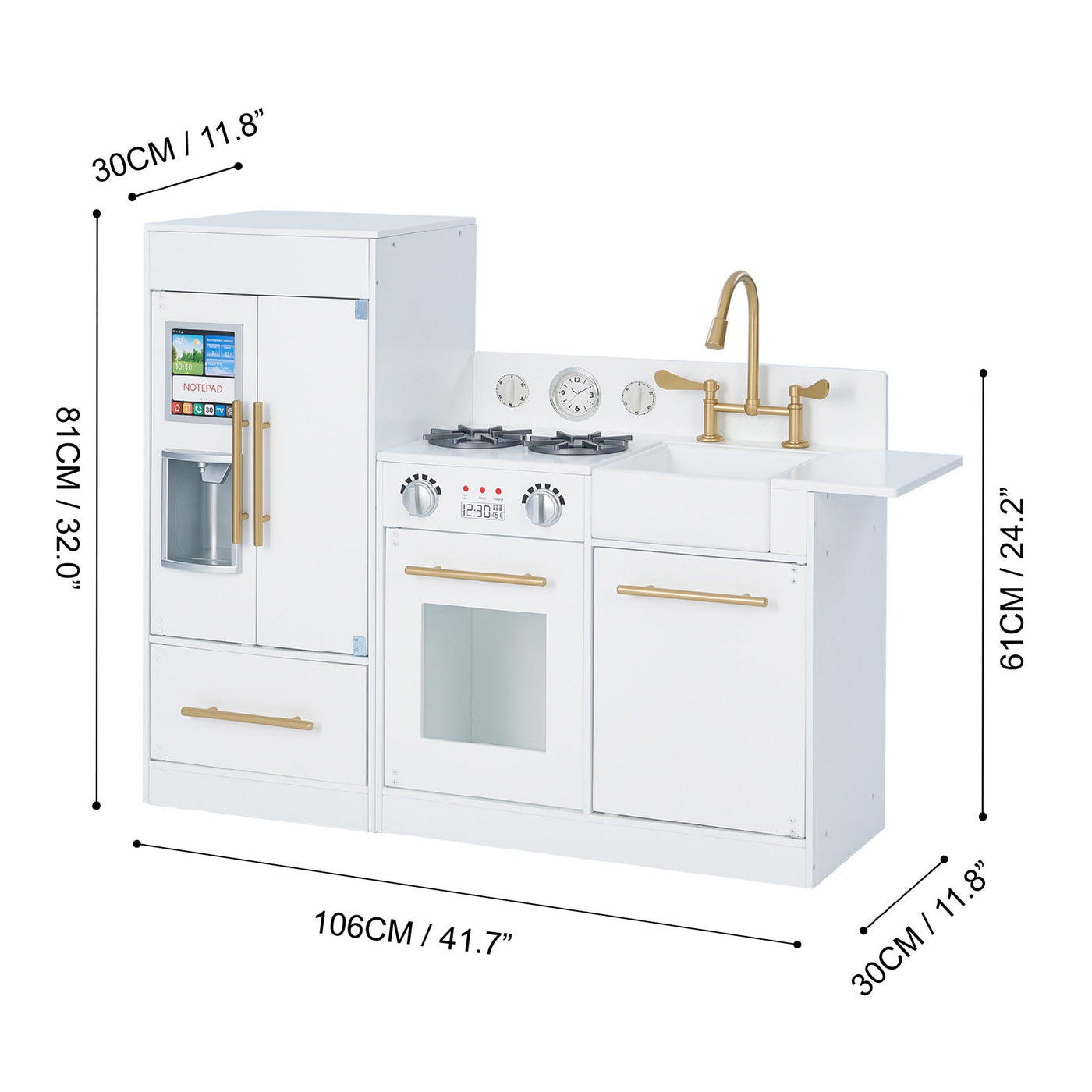 Teamson Kids Little Chef Charlotte Modern Play Kitchen, White/Gold