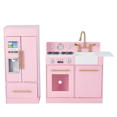 Teamson Kids Little Chef Charlotte Play Kitchen & Refrigerator Set, Pink