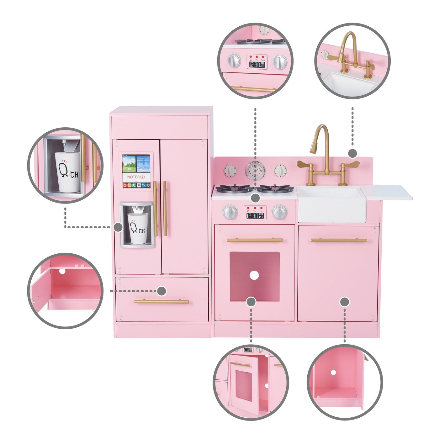 Teamson Kids Little Chef Charlotte Play Kitchen & Refrigerator Set, Pink